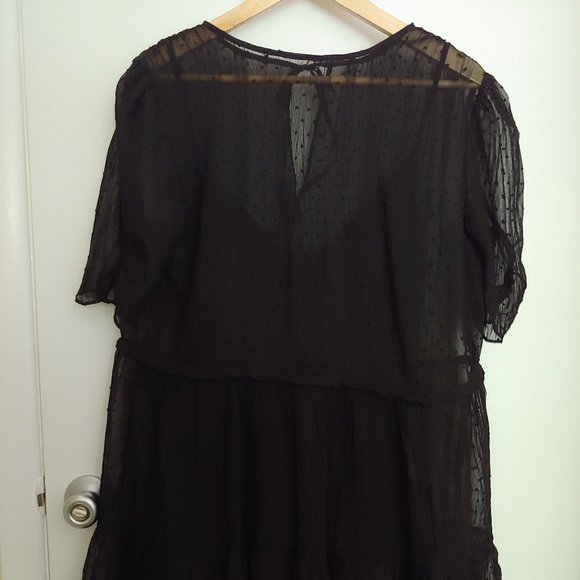 H&M size M sheer black mini dress with lining - Picture 1 of 8